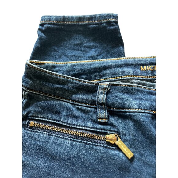 Michael Kors Skinny Ankle Jeans Blue Denim Zip Front Pockets Gold Tone Size 8 - Picture 2 of 5